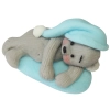 Figurka na tort miś dekoracje urodziny chrzest baby shower niebieski szary